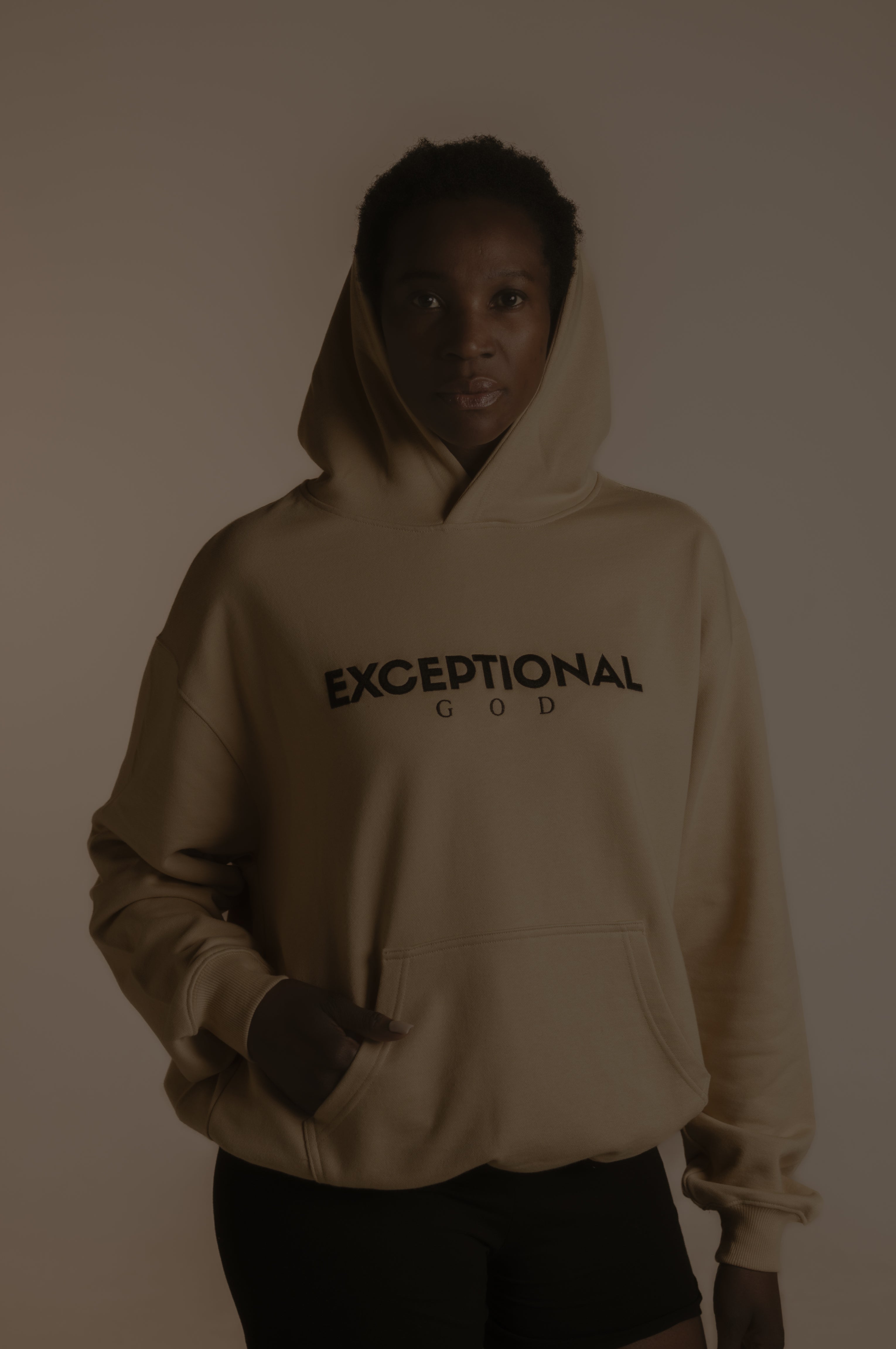 Sand Oversized Hoodie Embroidered -Classic